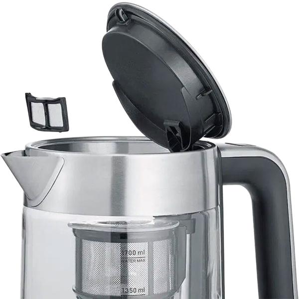 Severin Bouilloire à Thé Professional, 3000W, 1,7L : avec fonction de levage automatique pour le thé – idéale pour le bureau et la maison – bouilloire en verre et inox