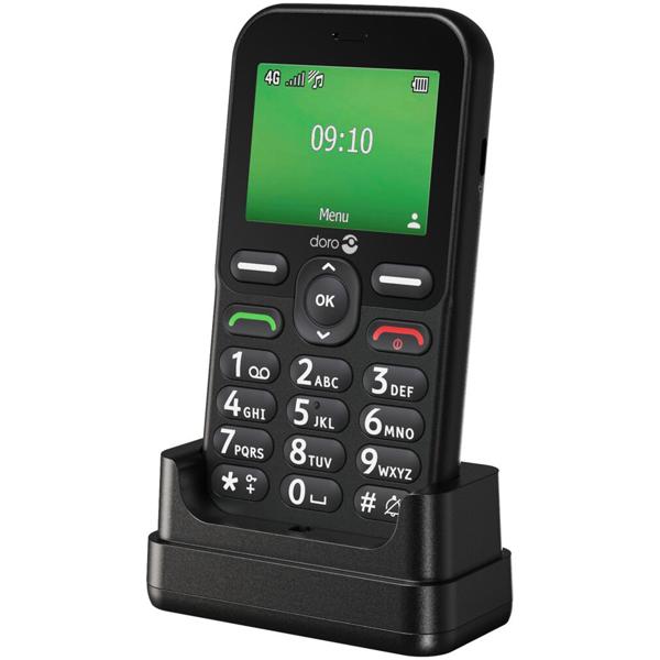 Doro Leva E10 LTE cellulare con tastiera – cellulare per anziani con tasto d’emergenza, base di ricarica, fotocamera, torcia e radio per un utilizzo semplice, nero