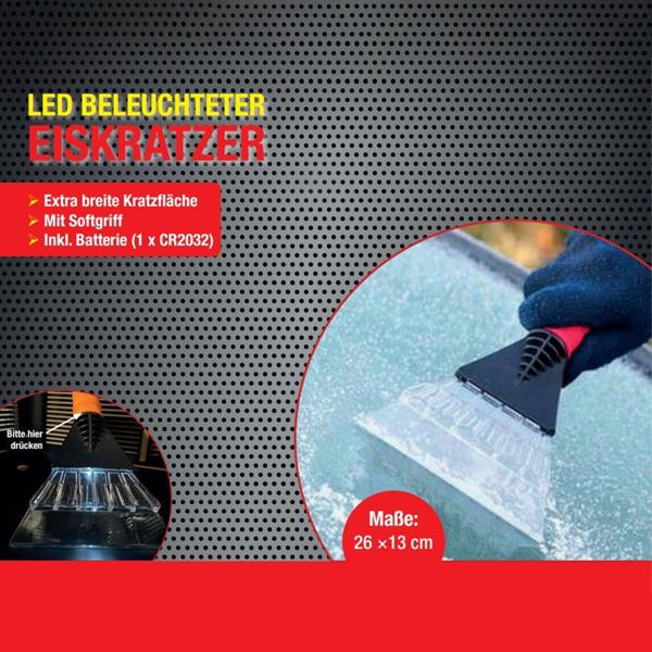 Auto-Eiskratzer mit LED-Licht & ergonomischem Softgriff: Praktischer Scheibenkratzer für Auto & Pkw, Handlicher Eisschaber für den Winter