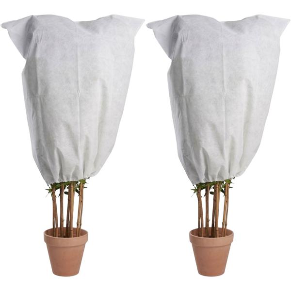 2er-Set Winterschutz-Vlieshaube mit Reissverschluss & Kordelzug für Pflanzen (60 x 80 cm, Ø 38 cm) – der perfekte Kälteschutz für Topfpflanzen