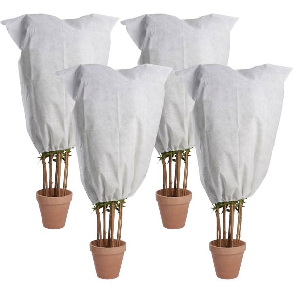 4er-Set Winterschutz-Vlieshaube mit Reissverschluss & Kordelzug für Pflanzen (60 x 80 cm, Ø 38 cm) – der perfekte Kälteschutz für Topfpflanzen