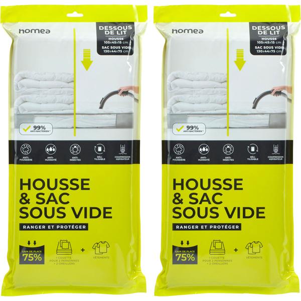 Set of 2 vacuum bags with storage cover 130x44x75 / 105x45x15 cm: compression bags for clothing & duvets – space-saving & reusable