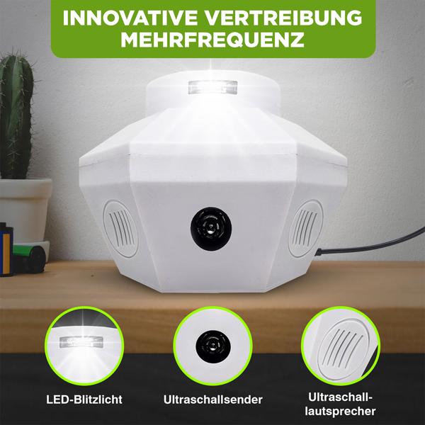 Ultraschall Tiervertreiber 360°: Effektiv gegen Mäuse, Ratten, Marder & Siebenschläfer - Universell für Dachboden, Keller & Innenräume