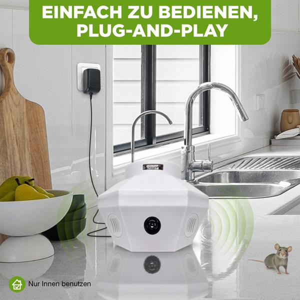 Ultraschall Tiervertreiber 360°: Effektiv gegen Mäuse, Ratten, Marder & Siebenschläfer - Universell für Dachboden, Keller & Innenräume