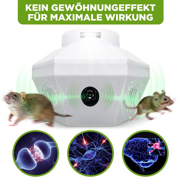 Ultraschall Tiervertreiber 360°: Effektiv gegen Mäuse, Ratten, Marder & Siebenschläfer - Universell für Dachboden, Keller & Innenräume