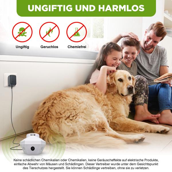 Ultraschall Tiervertreiber 360°: Effektiv gegen Mäuse, Ratten, Marder & Siebenschläfer - Universell für Dachboden, Keller & Innenräume