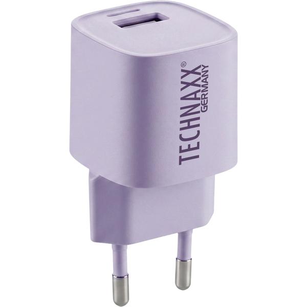 30W GaN mini fast charger: 6x faster charging, USB C & A power adapter – powerful compact charger, purple