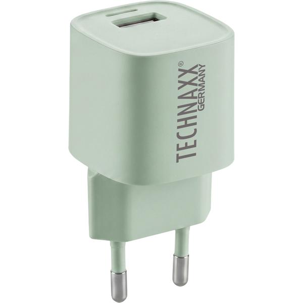30W GaN mini fast charger: 6× faster charging, USB‑C & USB‑A power adapter – powerful compact charger, green