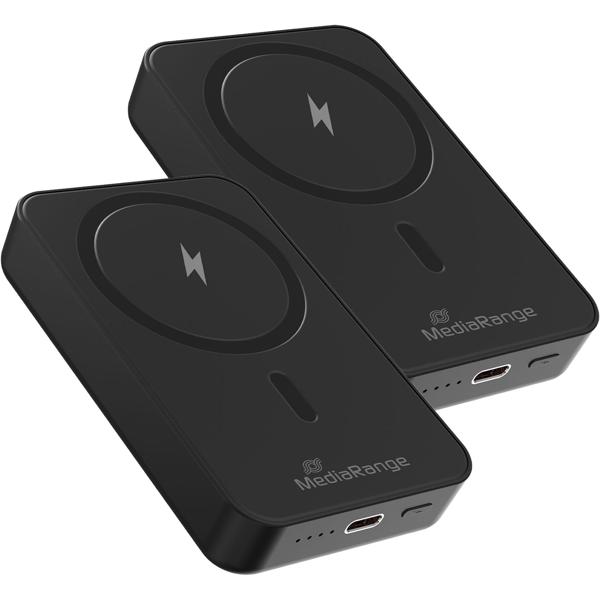 2er-Set Magnetische Powerbank 10000mAh: Kabellose Fast Charge Externe Batterie, Schnellladefunktion: USB-C für Smartphone & Unterwegs