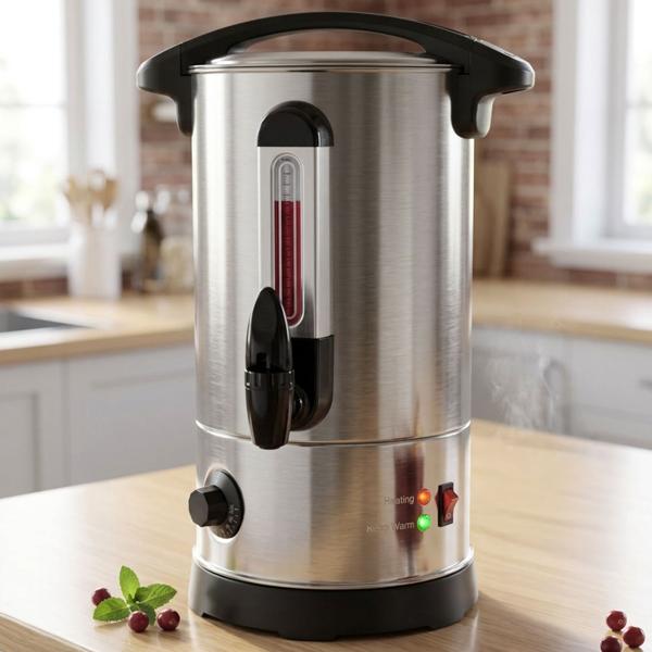 Mulled wine pot 8L with tap, stainless steel housing, 1800W – A hot drink boiler for parties, mulled wine, coffee & punch – Perfect enjoyment