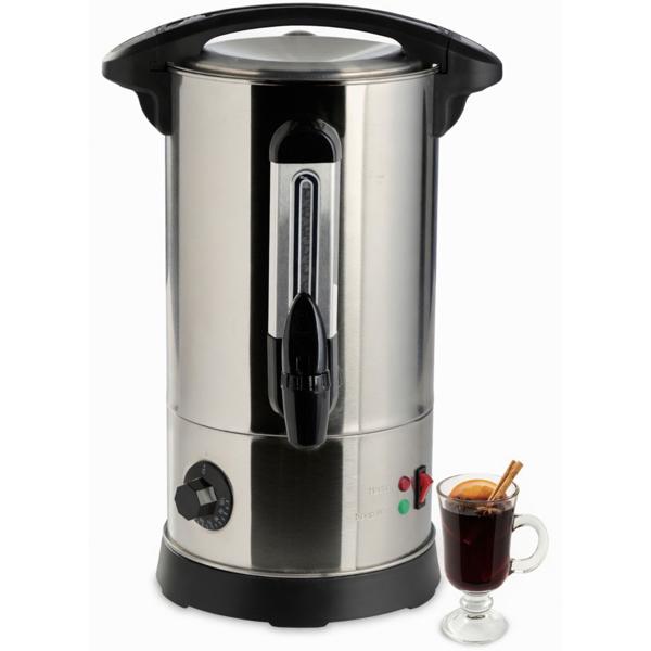 Mulled wine pot 8L with tap, stainless steel housing, 1800W – A hot drink boiler for parties, mulled wine, coffee & punch – Perfect enjoyment