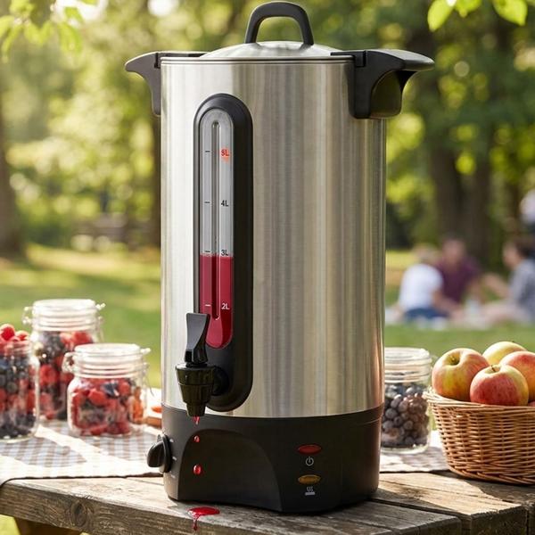 Mulled wine urn 5L with tap, stainless steel housing, 1300W – A hot drink dispenser for parties, mulled wine, coffee & punch – Perfect enjoyment