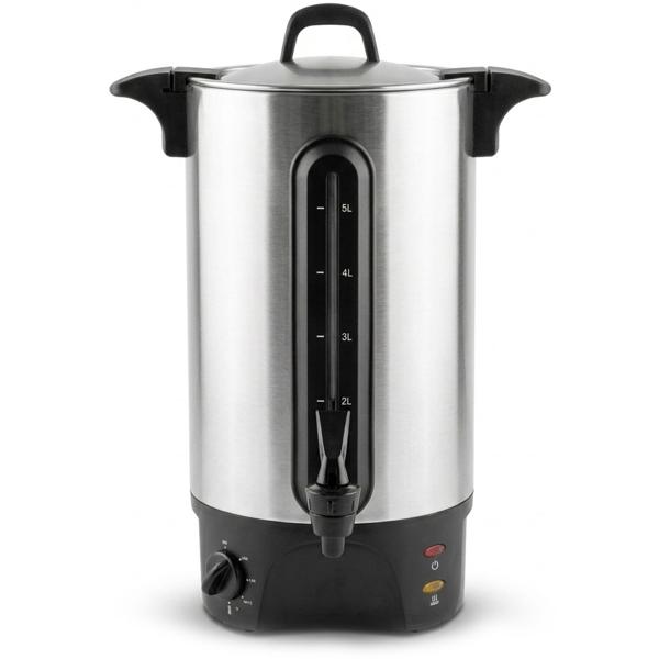 Mulled wine urn 5L with tap, stainless steel housing, 1300W – A hot drink dispenser for parties, mulled wine, coffee & punch – Perfect enjoyment