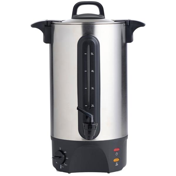Mulled wine urn 5L with tap, stainless steel housing, 1300W – A hot drink dispenser for parties, mulled wine, coffee & punch – Perfect enjoyment