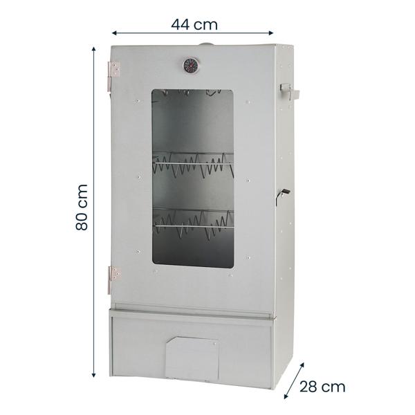 Räucherofen mit Sichtfenster & Thermometer – 3 Etagen Räuchertonne & Räucherschrank für Fisch & Fleisch, inkl. 12 S-Haken & Rost-Set