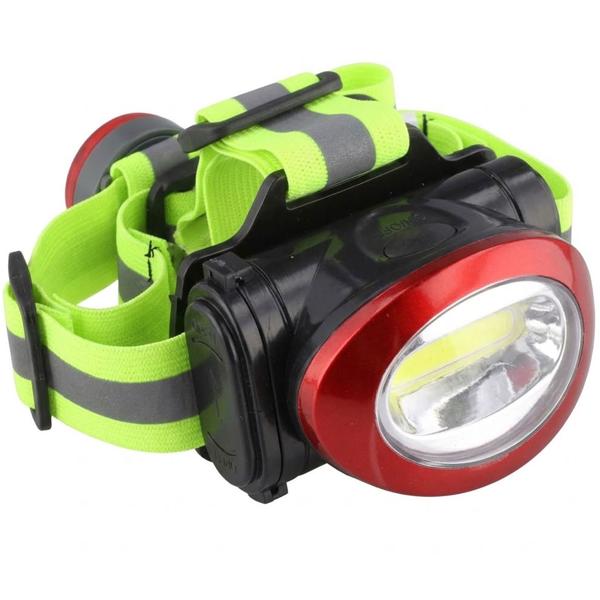 COB-LED-Kopflampe mit Rücklicht, Stirnlampe 100 Lumen, 2 Helligkeitsstufen, Blinkfunktion, IP44, neigbar, inkl. 3x AAA & CR2032