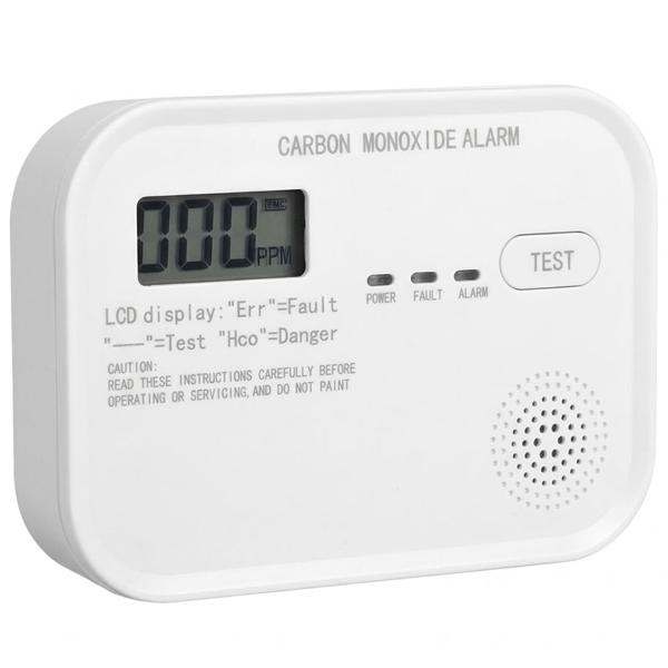 Détecteur de monoxyde de carbone avec écran LCD, détecteur de CO conforme à la norme EN 50291-1, alarme 85 dB, durée de vie du capteur 10 ans, incl. 3x AA et support mural