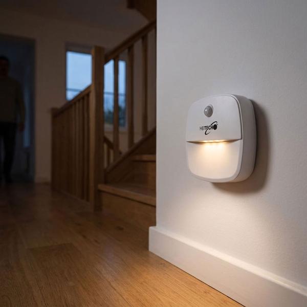 LED Nachtlicht mit Dämmerungs- und Bewegungssensor, kompakt, 30 Lumen Warmweiss, Orientierungslampe, 120°, inkl. 3x AAA & Montagematerial