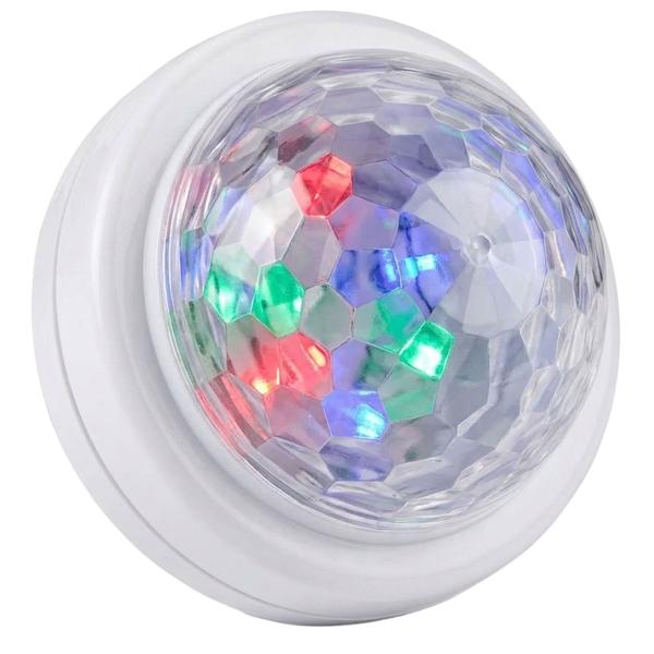 Mini luce LED da discoteca con sensore sonoro, luce party con gioco di luci a ritmo di musica, pulsante on/off, incl. 3x batterie micro/AAA