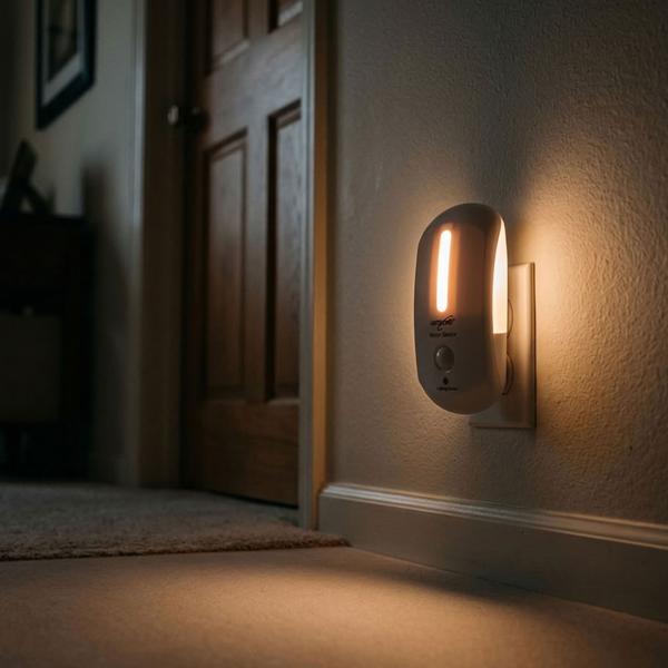 LED-Sensorlicht, Nachtlicht mit Bewegungsmelder und Dämmerungssensor, 7 LEDs, PIR bis 2,5 m, 230 V - für Innenräume, weiss