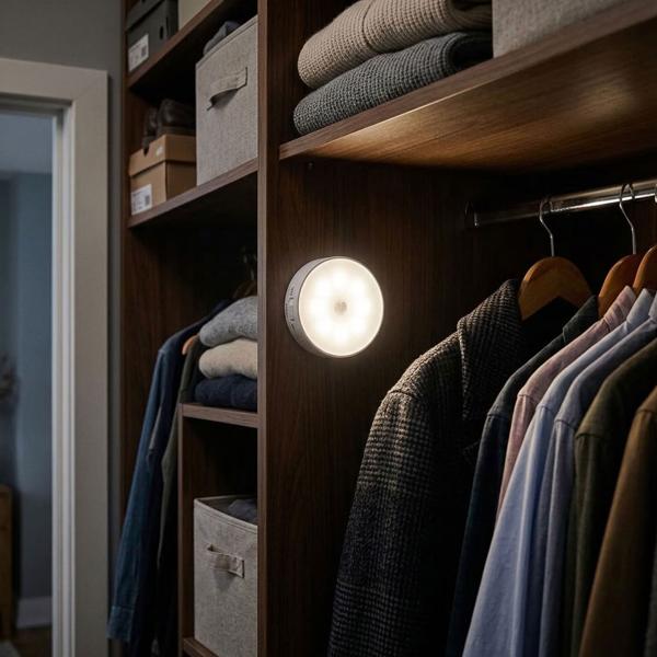 LED-Nachtlicht mit Bewegungsmelder & Helligkeitssensor, 3m Reichweite, 120°, 8 LEDs 1 W, Ein/Auto/Aus, batteriebetrieben inkl. 3x AAA