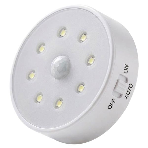 LED-Nachtlicht mit Bewegungsmelder & Helligkeitssensor, 3m Reichweite, 120°, 8 LEDs 1 W, Ein/Auto/Aus, batteriebetrieben inkl. 3x AAA