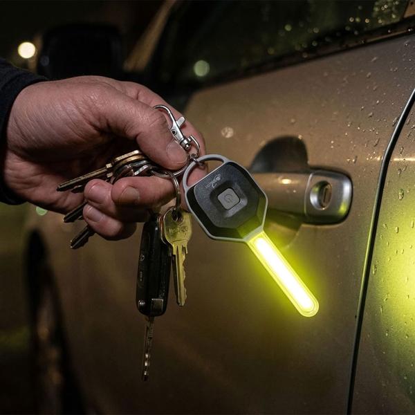 COB-Schlüssellicht, Mini Taschenlampe für den Schlüsselbund, 45 Lumen, 1,4 W COB-LED, 2 Lichtmodi, Karabiner, inkl. 2x CR2032