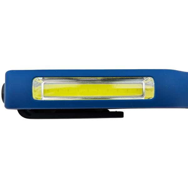 Pen flashlight with 200-lumen COB LED, rotating magnetic clip and carrying strap, handy pocket format, incl. 3x AAA