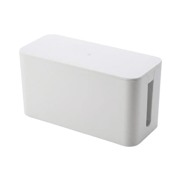 Kabelmanagement Box S für 3-fach Steckdosenleisten, Kabelbox zum Verstecken von Steckdosenleiste und Netzteilen, weiss, kompakt
