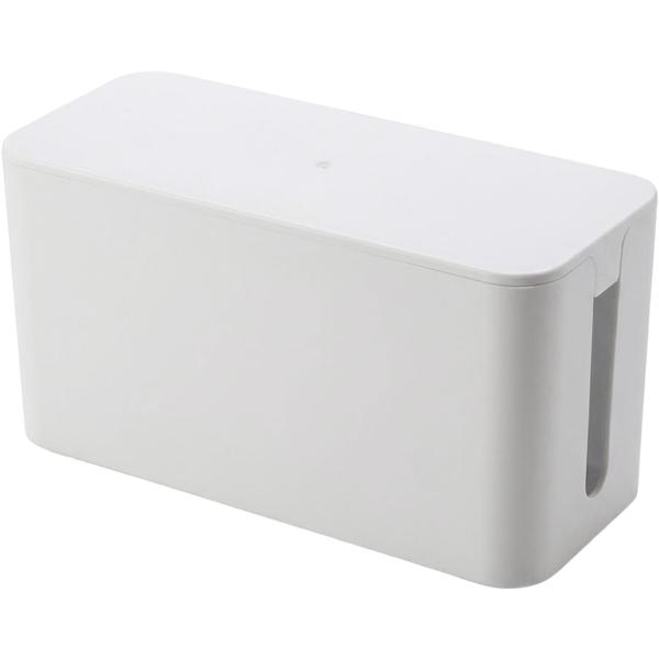 Kabelmanagement Box L für 6-fach Steckdosenleisten, Kabelbox zum Verstecken von Steckdosenleiste und Netzteilen, weiss, kompakt