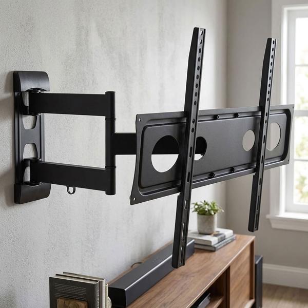 Support TV mural L orientable et inclinable pour téléviseurs de 32 à 85 pouces, jusqu’à 40 kg, VESA 200x200 à 600x400, distance au mur 55–440 mm