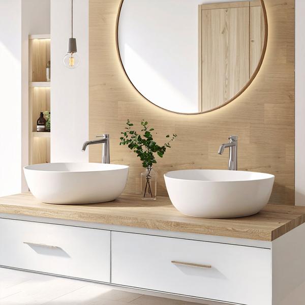 Self‑adhesive tile stickers, light wood‑grain – 4 pieces, 25×25 cm SPC wall tiles, waterproof – tiles for kitchen and bathroom walls