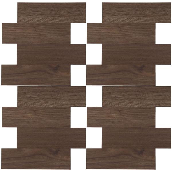 Autocollants carrelage auto-adhésifs, effet bois foncé – 4 pièces, 25x25 cm carrelage mural SPC imperméable – carrelage pour murs de cuisine et de salle de bain