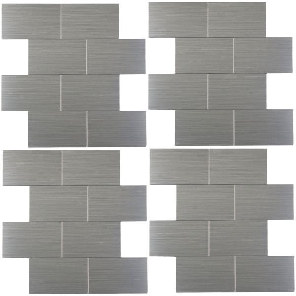 Self-adhesive tile stickers, chrome – 4 pieces, 25×25 cm SPC wall tiles, waterproof – tiles for kitchen and bathroom walls