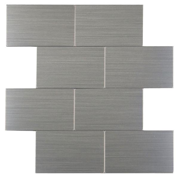 Self-adhesive tile stickers, chrome – 4 pieces, 25×25 cm SPC wall tiles, waterproof – tiles for kitchen and bathroom walls