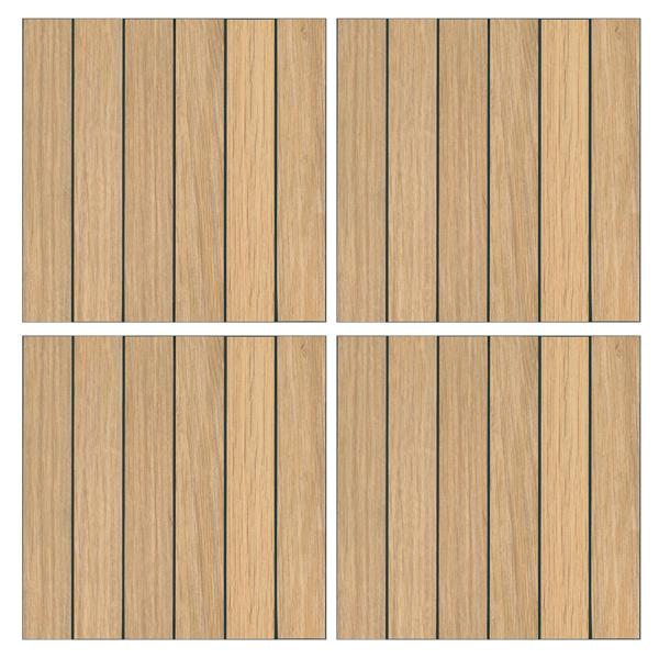 Self-adhesive tile stickers, wood effect – 4 pieces, 25 × 25 cm SPC wall panels, waterproof – tiles for kitchen and bathroom walls