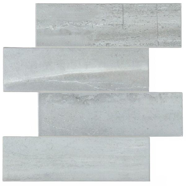 Self-adhesive tile stickers, stone grey – 4 pieces, 25x25 cm SPC wall tiles, waterproof – tiles for kitchen and bathroom walls