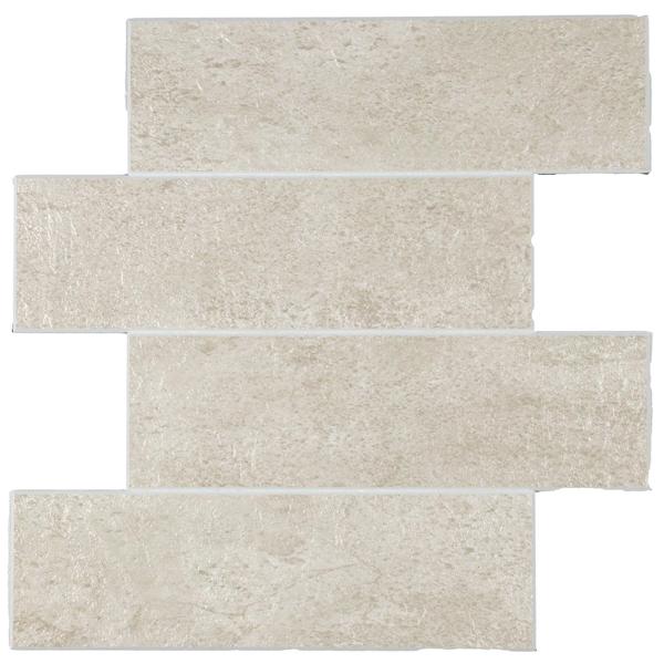Self‑adhesive tile stickers, stone beige – 4 pieces, 25x25 cm SPC wall tiles, waterproof – tiles for kitchen and bathroom walls
