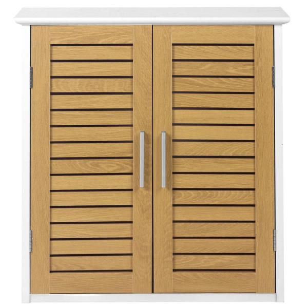 Beautiful wall cabinet in white & wood look for bathroom and kitchen: compact wall shelf & medicine cabinet as a practical hanging cabinet
