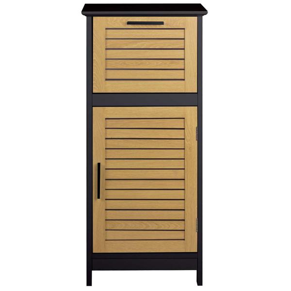 Elegant bathroom cabinet black & wood look 83 x 36.5 x 30 cm – Modern bathroom and tall cabinet for bathroom, guest WC & home spa