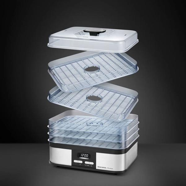 Professional food dehydrator with 5 levels & 3,500 cm² drying surface, quiet dehydrator 40–70 °C, dehydrator with 1–48 h timer for fruit & beef jerky, incl. recipes