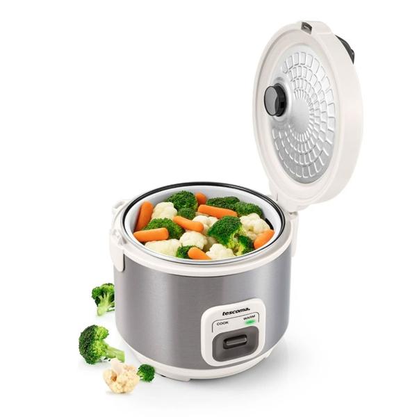 Professional 2‑litre rice cooker with keep-warm function & steaming insert – compact steamer for rice, vegetables, fish & meat