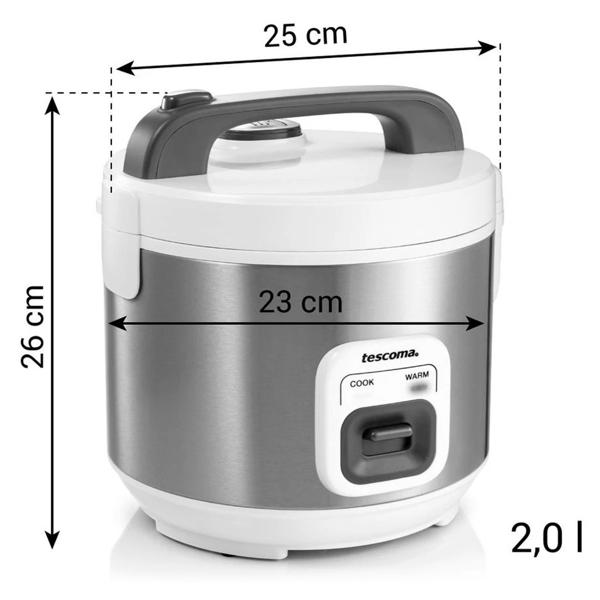 Professional 2‑litre rice cooker with keep-warm function & steaming insert – compact steamer for rice, vegetables, fish & meat