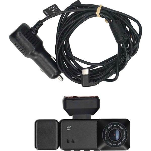 4K dashcam with interior camera and GPS, dual car camera front and interior with 3.16-inch display, Wi‑Fi, night vision, parking mode, loop recording, black