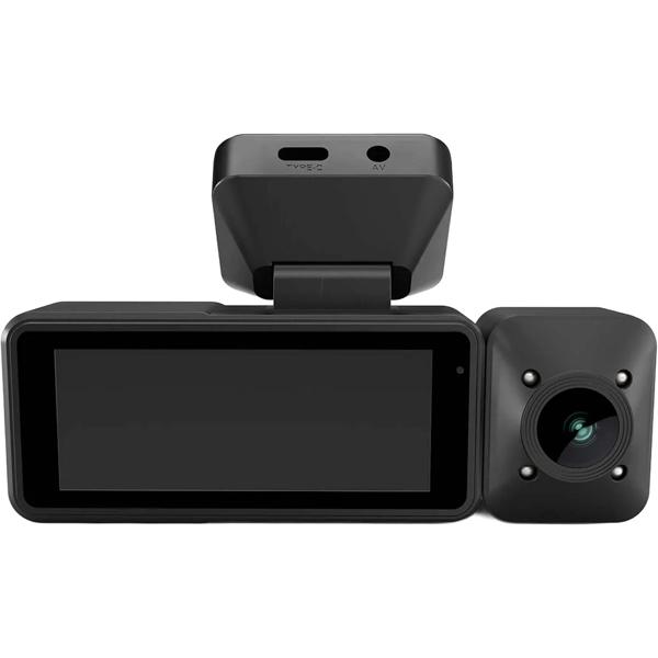4K dashcam with interior camera and GPS, dual car camera front and interior with 3.16-inch display, Wi‑Fi, night vision, parking mode, loop recording, black