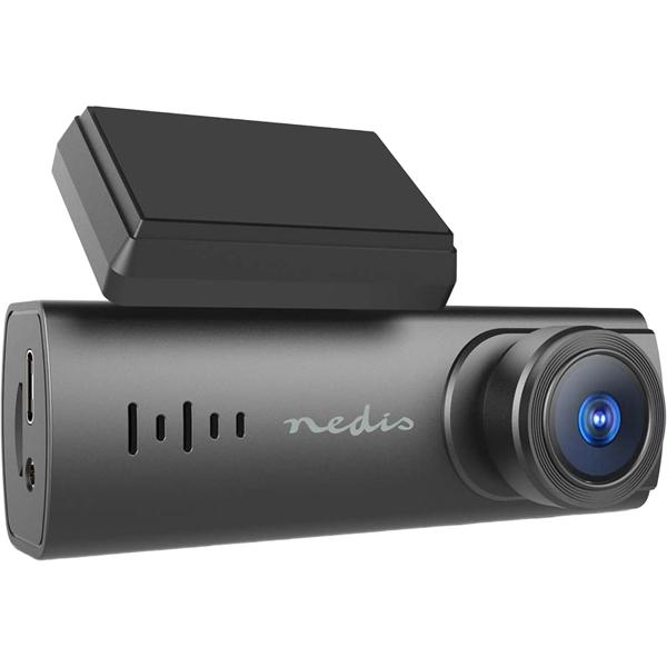 4K dashcam with GPS and Wi‑Fi, compact car camera without display with 140° wide angle, night vision, parking mode, loop recording and app control, black