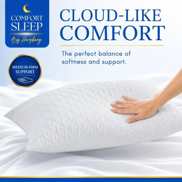 Memory foam pillow 50x70 cm, medium firm, breathable quilted microfibre, adapts to head & neck, for side, back & stomach sleepers