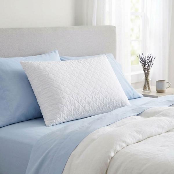 Oreiller en mousse à mémoire de forme 50x70 cm, mi-ferme, microfibre matelassée respirante, s’adapte à la tête et à la nuque, pour dormeurs sur le côté, sur le dos ou sur le ventre