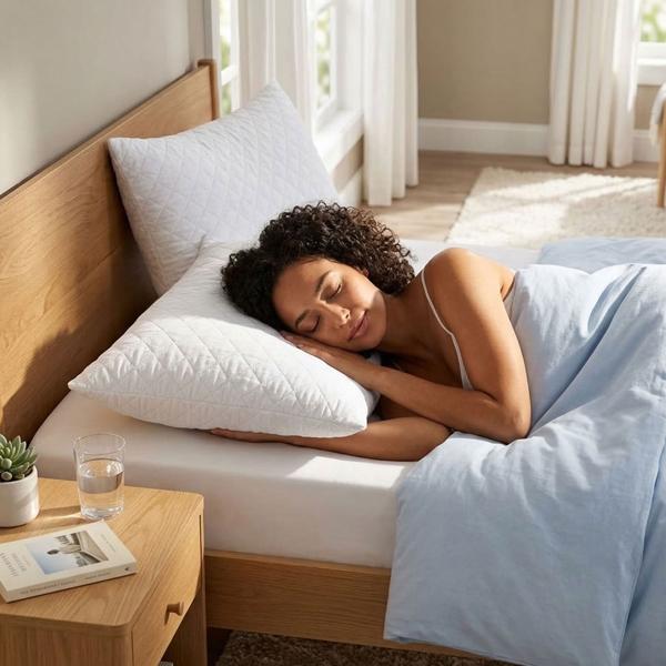 Oreiller en mousse à mémoire de forme 50x70 cm, mi-ferme, microfibre matelassée respirante, s’adapte à la tête et à la nuque, pour dormeurs sur le côté, sur le dos ou sur le ventre