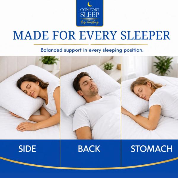 Memory foam pillow 50x70 cm, medium firm, breathable quilted microfibre, adapts to head & neck, for side, back & stomach sleepers
